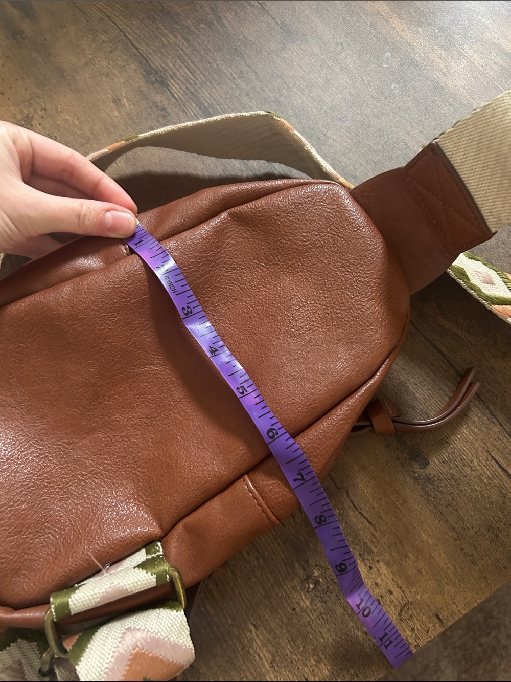 Bohemian leather backpack with adjustable canvas strap - Picture 8 of 8